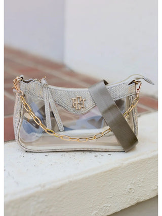 Cassidy Clear Crossbody, Metallic Champagne