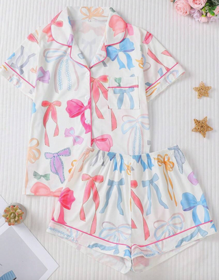 All Wrapped Up In A Bow Pajamas, Short Set Multi