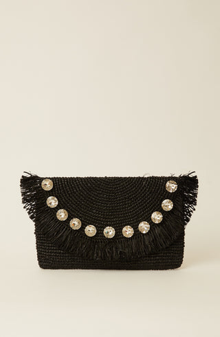 Sera Crystal Clutch, Black