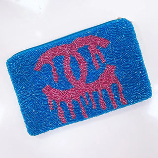 Pink Dripping C Pouch, Blue