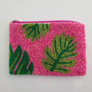 Palm Leaf Coin Purse, PInk