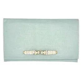 Tiffany Clutch, White Leopard Blue