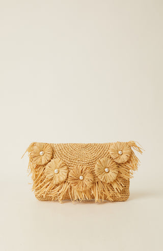 Imanta Floral Clutch, Natural