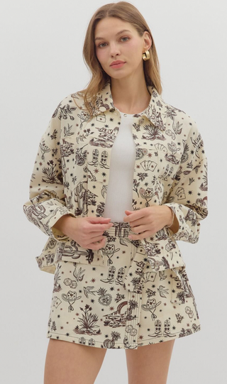 Western Denim Jacket, Cream