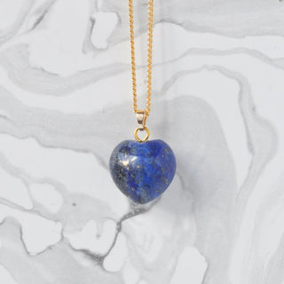 Crystal Gemstone Heart Necklace, Lapis Lazuli