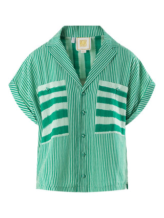 Luna Top, Mist Green Stripe
