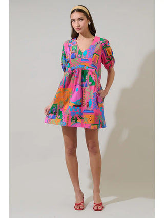 Lanus Shift Mini Dress, Multi