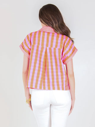 Luna Top, Coral Stripe