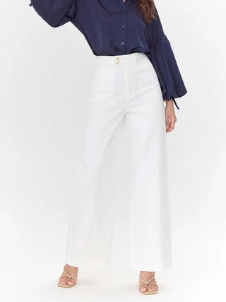 Jennsen Cotton Canvas Wide Leg Pants, White