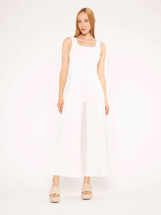 Ponte Knit Wide Leg Jumpsuit, Off White