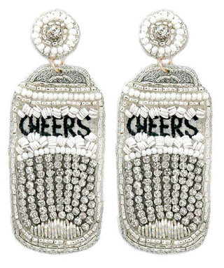 Beaded Cheers Can , Silver