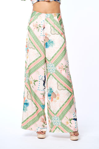 Anjella Printed Pants, Peach