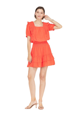 Smocked Waist Tier Skort, Tangerine