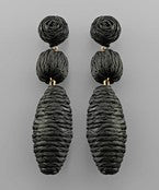 Raffia Ball & Oval Earring, Black
