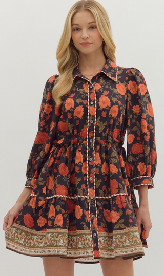 Long Sleeve Mini Dress, Black