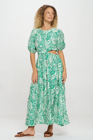 Verdant Paisley Cut Out Maxi, Green