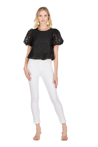 Bubble Puff Sleeve Top, Black