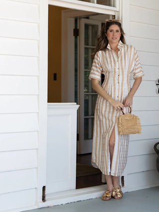 Georgia Dress, Sand Stripe