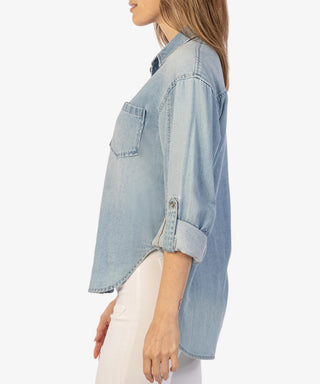 Leighton Long Sleeve Button Down, Light Wash