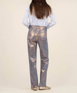 Sienna Coated High Rise Wide Leg, Metallic Rose Gold