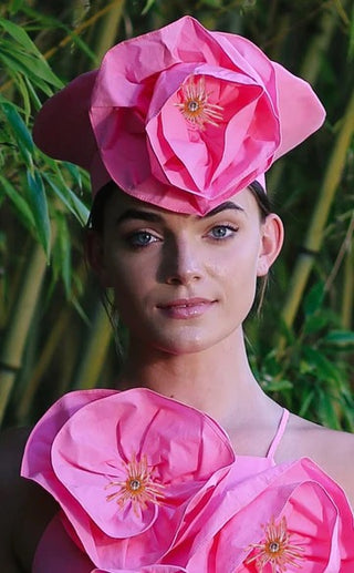 Bernadette Classic Beret, Pink Flower