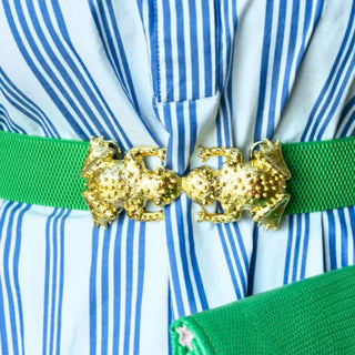 Kissing Frogs Belt Buckle, Gold