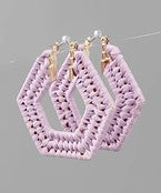 Rafia Hexagon Hoops, Lavender