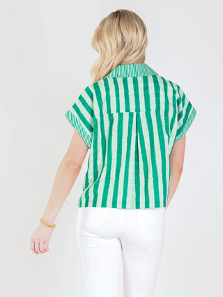 Luna Top, Mist Green Stripe