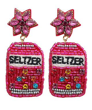 Beaded Seltzer Earrings, Pink