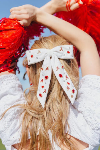 White Alabama Bow Barrette