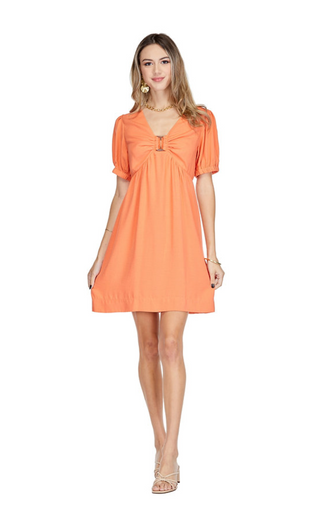 V Neck Ring Dress, Apricot