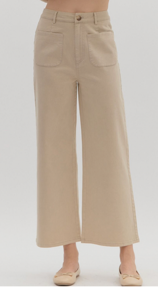 Wide Leg Denim Pant, Stone