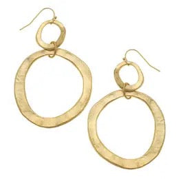 Double Gold Earrings, Gold