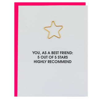 You As A Friend 5 Stars - Star Paper Clip Letterpress Card