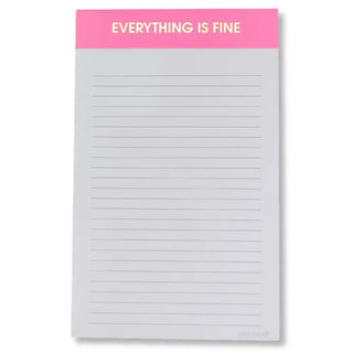 Everything Is Fine - Lined Notepad - Perforated Sheets - Pink