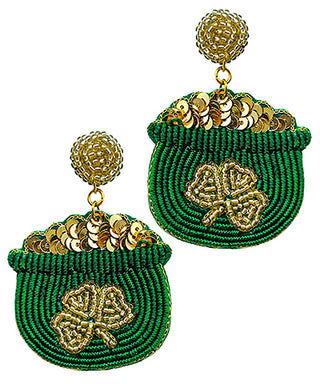 Pot Of Gold Earrings, Green