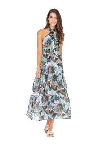 Front Cross Maxi Dress, Toucan Jungle