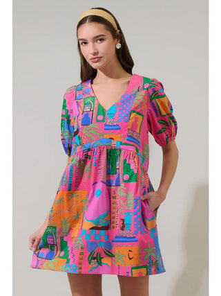 Lanus Shift Mini Dress, Multi