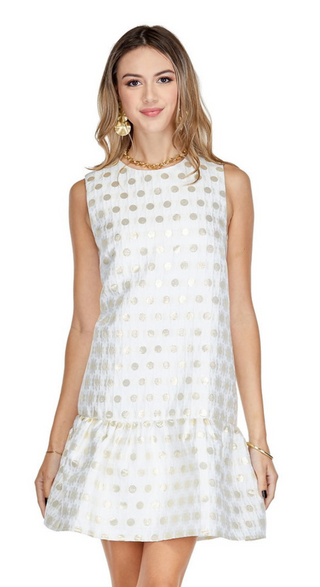 Flouce Dress, White Daisy