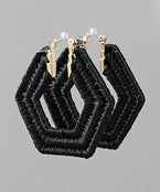 Rafia Hexagon Hoops, Black
