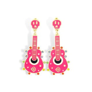 Pink Guitar Earrings with Crystals
