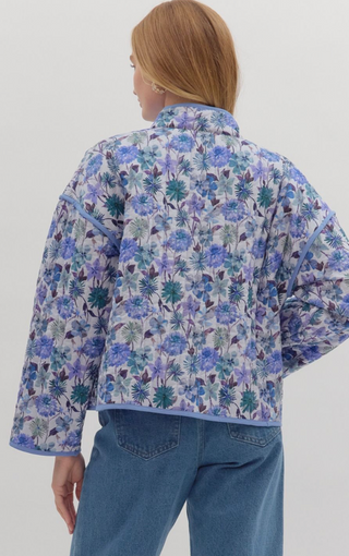 Quilted Floral Jacket, Blue
