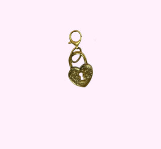 Heart Lock Bag Charm, Gold
