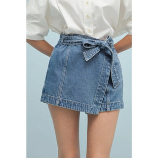 Belted Denim Skort