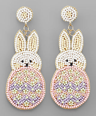 Easter Bunny & Egg Earrings, White/Pink