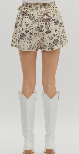 Western Print Skirt, Cream
