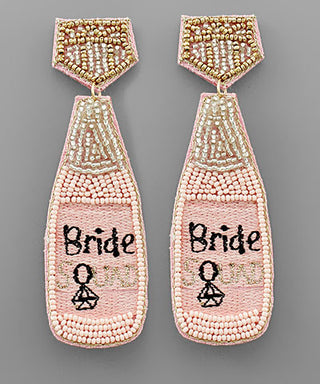 Bride Squad Beaded Earrings, Pink