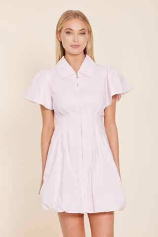 Poplin Zip Bubble Dress, Shell Pink
