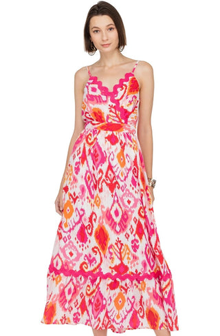 Tiered Ric Rac Maxi, Red Ikat