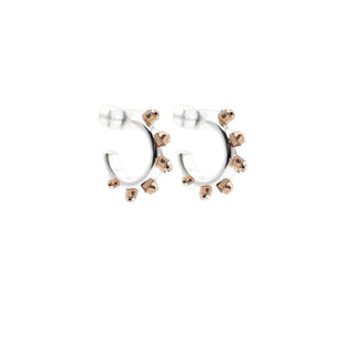 Mixed Metal Huggies, Silver
